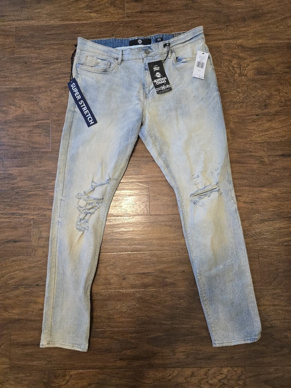 Jordan Craig Antique Sean Super Stretch Jeans Mens 38x32 Iced Lager Wash Knee